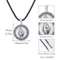 wholesale 925 Sterling Silver Round Retro Howling Wolf Head Pendant Necklaces for Men-0-5