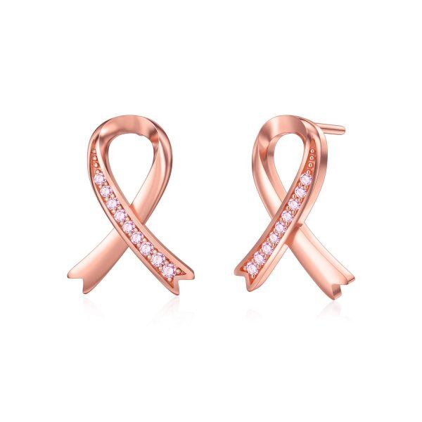 Sterling Silver Breast Cancer Awareness Earrings-0