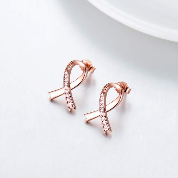 Sterling Silver Breast Cancer Awareness Earrings-4