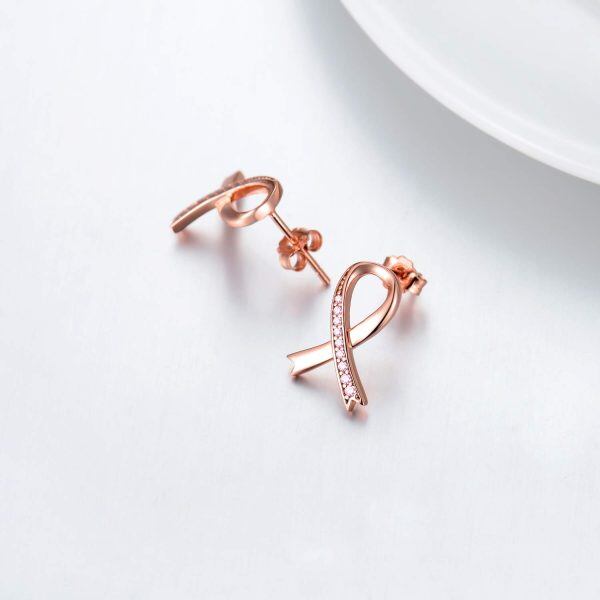 Sterling Silver Breast Cancer Awareness Earrings-5