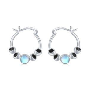 Sterling Silver Moon Phase Earrings-0