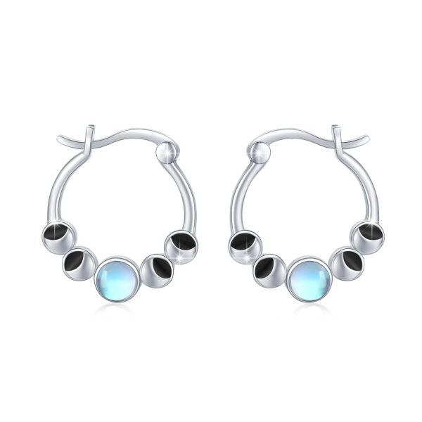 Sterling Silver Moon Phase Earrings-0