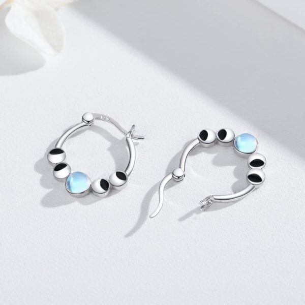 Sterling Silver Moon Phase Earrings-1