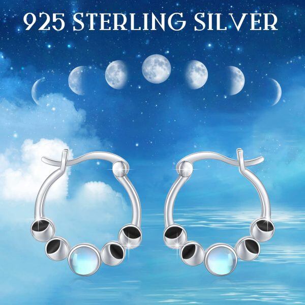 Sterling Silver Moon Phase Earrings-5