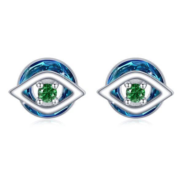 Sterling Silver Evil Eye Earrings-0