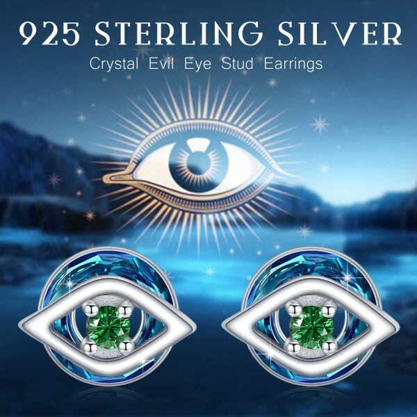 Sterling Silver Evil Eye Earrings-5