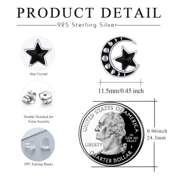 Sterling Silver Moon Phase Star Earrings-1