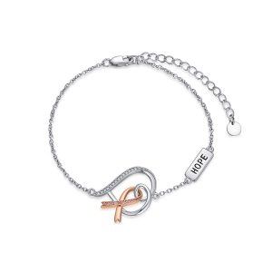 Sterling Silver Breast Cancer Awareness Bracelets-0