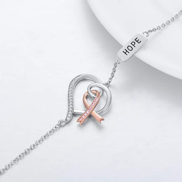 Sterling Silver Breast Cancer Awareness Bracelets-2