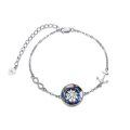 wholesale Sterling Silver Compass Bracelet w Color Change Crystal Graduation Gift-0-0