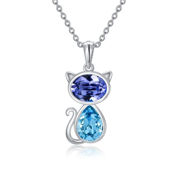 Sterling Silver Cat Necklace-0