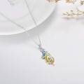 wholesale 925 Sterling Silver and Gold Plated Blue Crystal Phoenix Pendant Necklace for Women-0-2