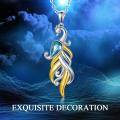 wholesale 925 Sterling Silver and Gold Plated Blue Crystal Phoenix Pendant Necklace for Women-0-4