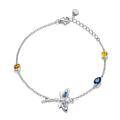wholesale 925 Sterling Silver Butterfly Charm Adjustable Chain Bracelet with Stones and Crystals for Women-0-0
