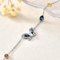 wholesale 925 Sterling Silver Butterfly Charm Adjustable Chain Bracelet with Stones and Crystals for Women-0-5