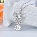 wholesale 925 Sterling Silver Pink Austrian Crystal Guardian Angel Pendant Necklace-0-2