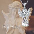 wholesale 925 Sterling Silver Pink Austrian Crystal Guardian Angel Pendant Necklace-0-3
