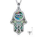 wholesale 925 Sterling Silver Abalone Shell Hamsa Hand Cremation Jewelry Keepsake Pendant Necklace with Funnel and Fill Tool-0-0