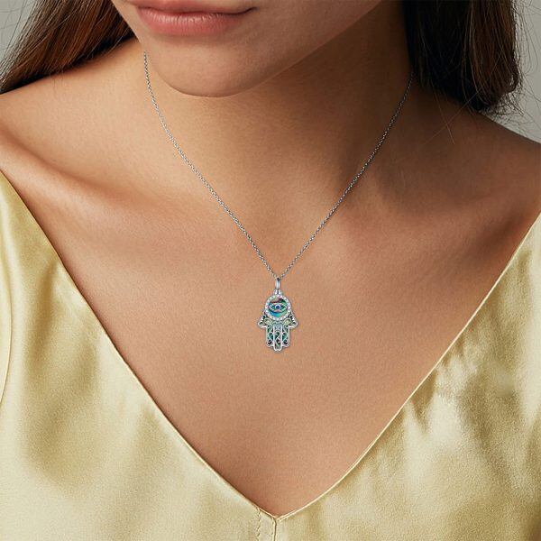 Sterling Silver Hamsa Necklace-4