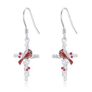 Sterling Silver Cardinal Earrings-0