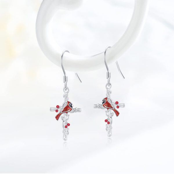 Sterling Silver Cardinal Earrings-1