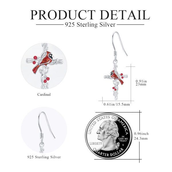 Sterling Silver Cardinal Earrings-2