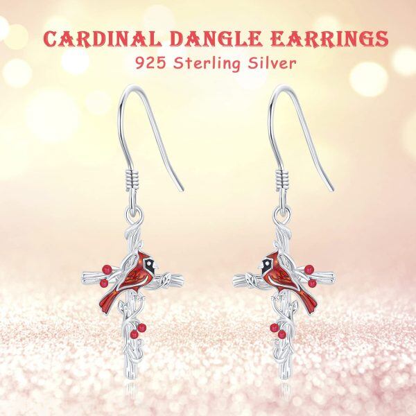 Sterling Silver Cardinal Earrings-5