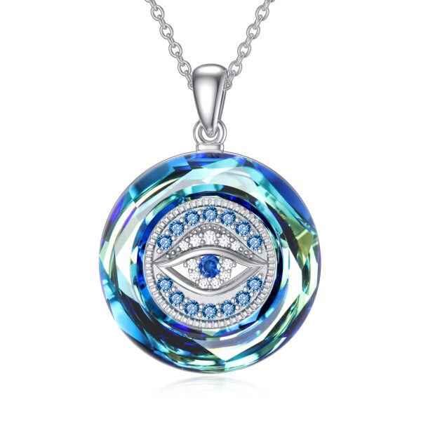 Sterling Silver Evil Eye Necklace-0