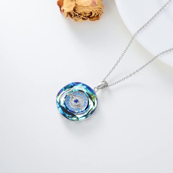 Sterling Silver Evil Eye Necklace-3