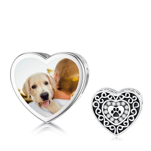 Sterling Silver Heart Dog Paw Charms-0