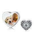 wholesale 925 Sterling Silver Photo Charm with Dog Paw Print and Heart Design Pendant Necklace Jewelry for Women Girls Gifts (Heart)-0-0