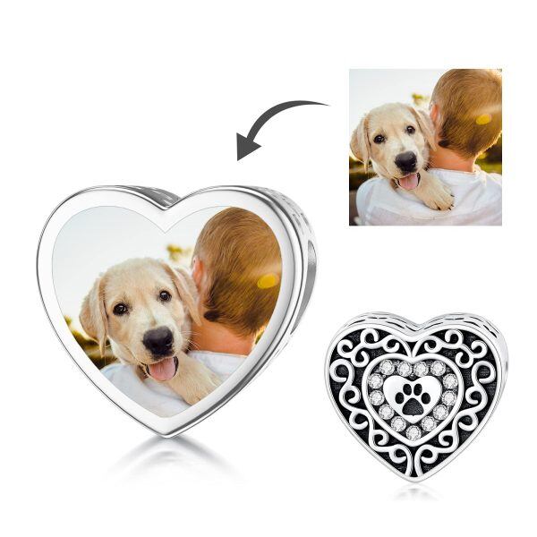 Sterling Silver Heart Dog Paw Charms-1