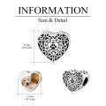 wholesale 925 Sterling Silver Photo Charm with Dog Paw Print and Heart Design Pendant Necklace Jewelry for Women Girls Gifts (Heart)-0-7