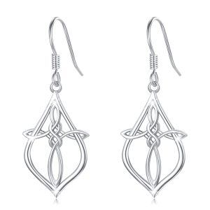 Sterling Silver Cross Celtic Earrings-0