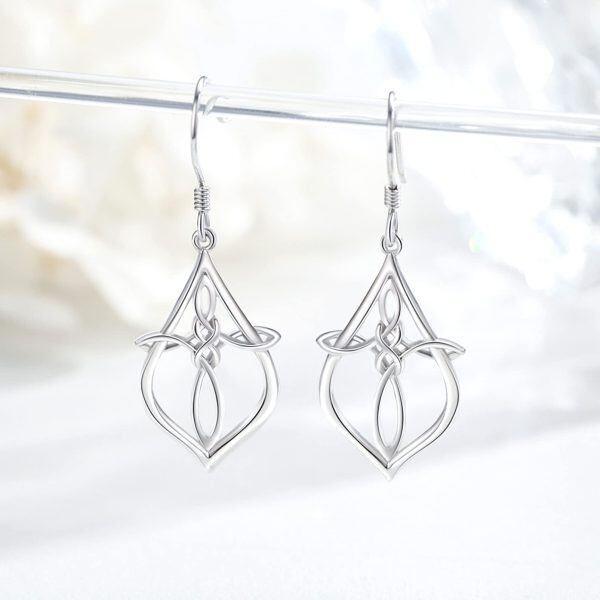 Sterling Silver Cross Celtic Earrings-1