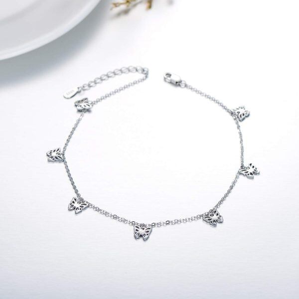 Sterling Silver Butterfly Anklet Bracelet-3