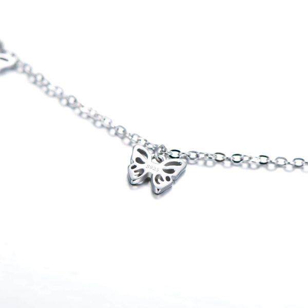 Sterling Silver Butterfly Anklet Bracelet-4