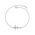 wholesale 925 Sterling Silver Pink Crystal Cross Breast Cancer Awareness Bracelet for Women-0-0