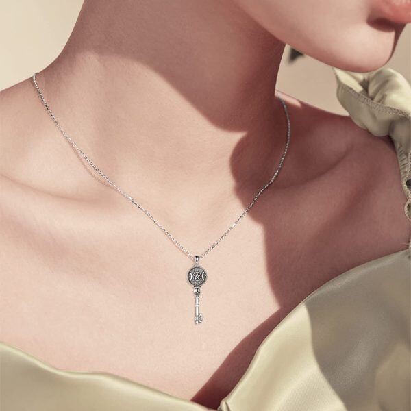 Sterling Silver Key Necklace-1