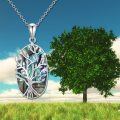 wholesale 925 Sterling Silver Abalone Shell Tree of Life Pendant Necklace for Women-0-5