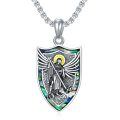 wholesale 925 Sterling Silver Saint Michael Shield Pendant Necklace  for Men-0-0