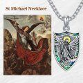 wholesale 925 Sterling Silver Saint Michael Shield Pendant Necklace  for Men-0-1