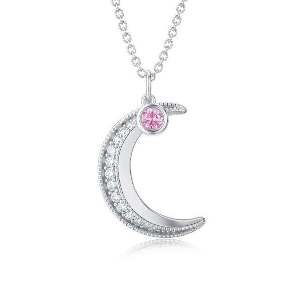 Sterling Silver Crescent Moon Necklace-0