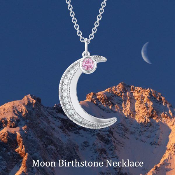 Sterling Silver Crescent Moon Necklace-2