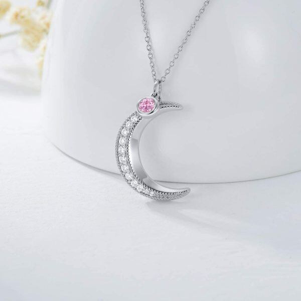 Sterling Silver Crescent Moon Necklace-3