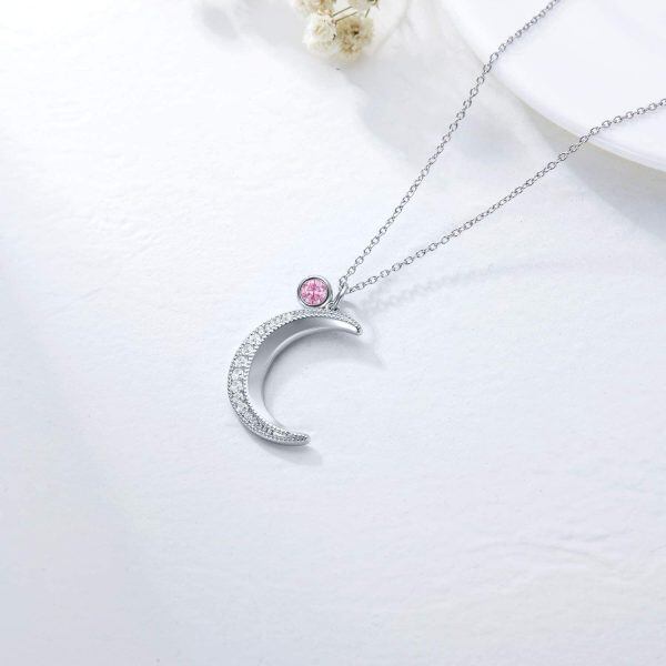 Sterling Silver Crescent Moon Necklace-4