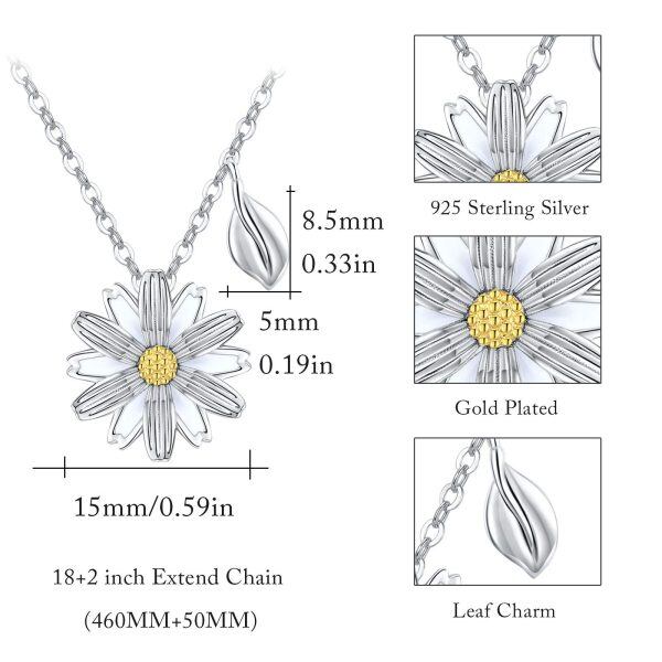 Sterling Silver Daisy Flower Necklace-3