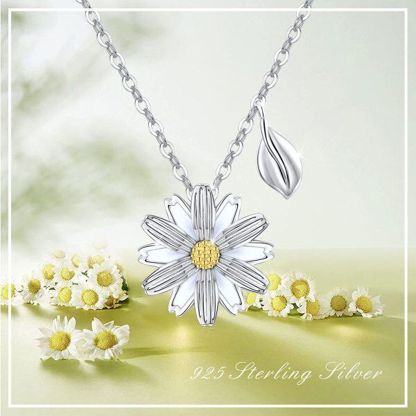 Sterling Silver Daisy Flower Necklace-4