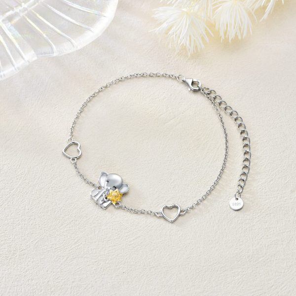 Sterling Silver Elephant Sunflower Bracelet-2