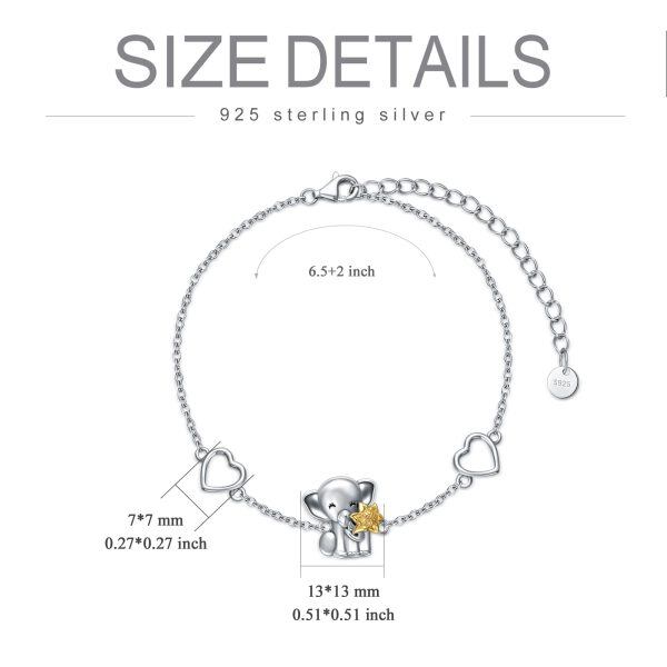 Sterling Silver Elephant Sunflower Bracelet-4